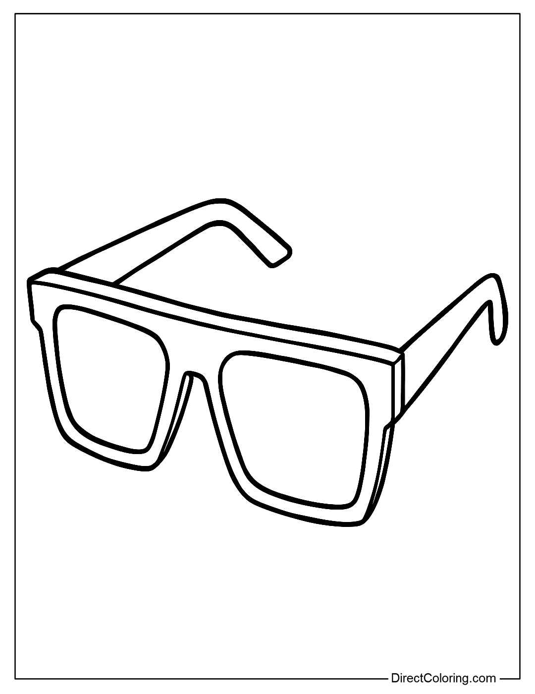 coloring page 80s style sunglasses with large, angular frames
